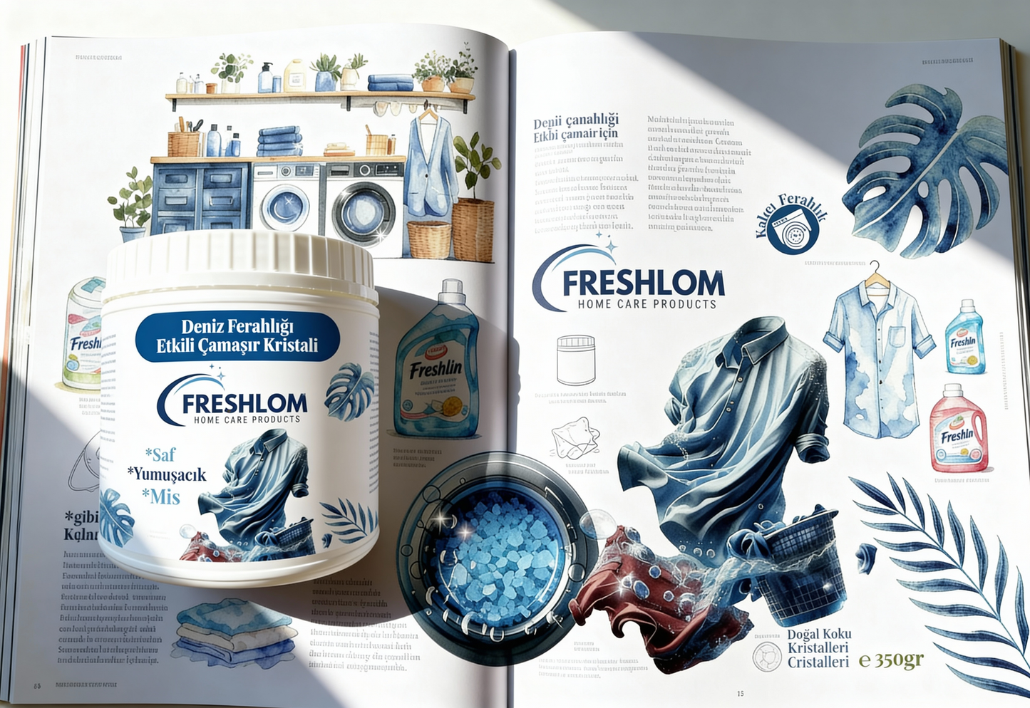 Freshlom Deniz Ferahlığı Etikili Doğal Yeni Nesil Çamaşır Parfümü - Koku Kristali - 350gr